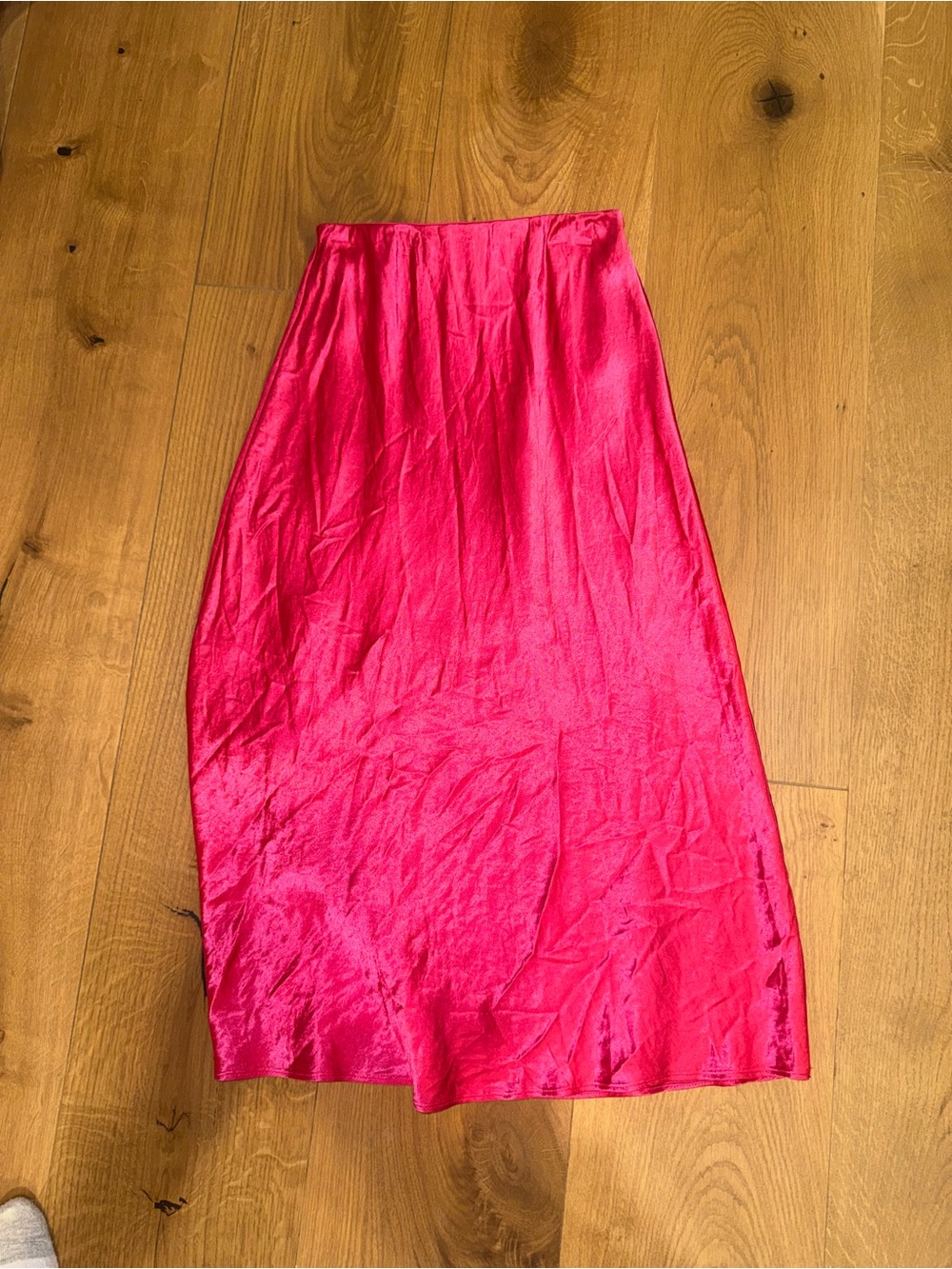 Babaton Hot Pink Satin Midi Skirt
